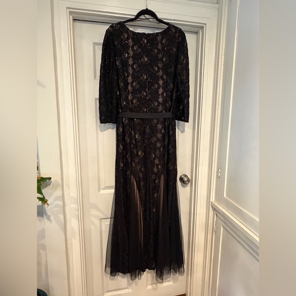 Alex Evenings Black Lace Long Sleeve Dress